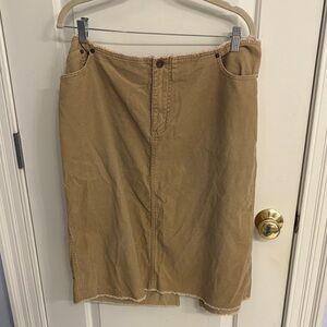 Venezia Beige Corduroy Midi Skirt